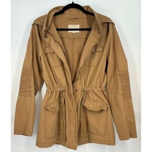 A New Day Utility Jacket Size M Tan Hooded Drawstring Waist Pocketed Gorpcore